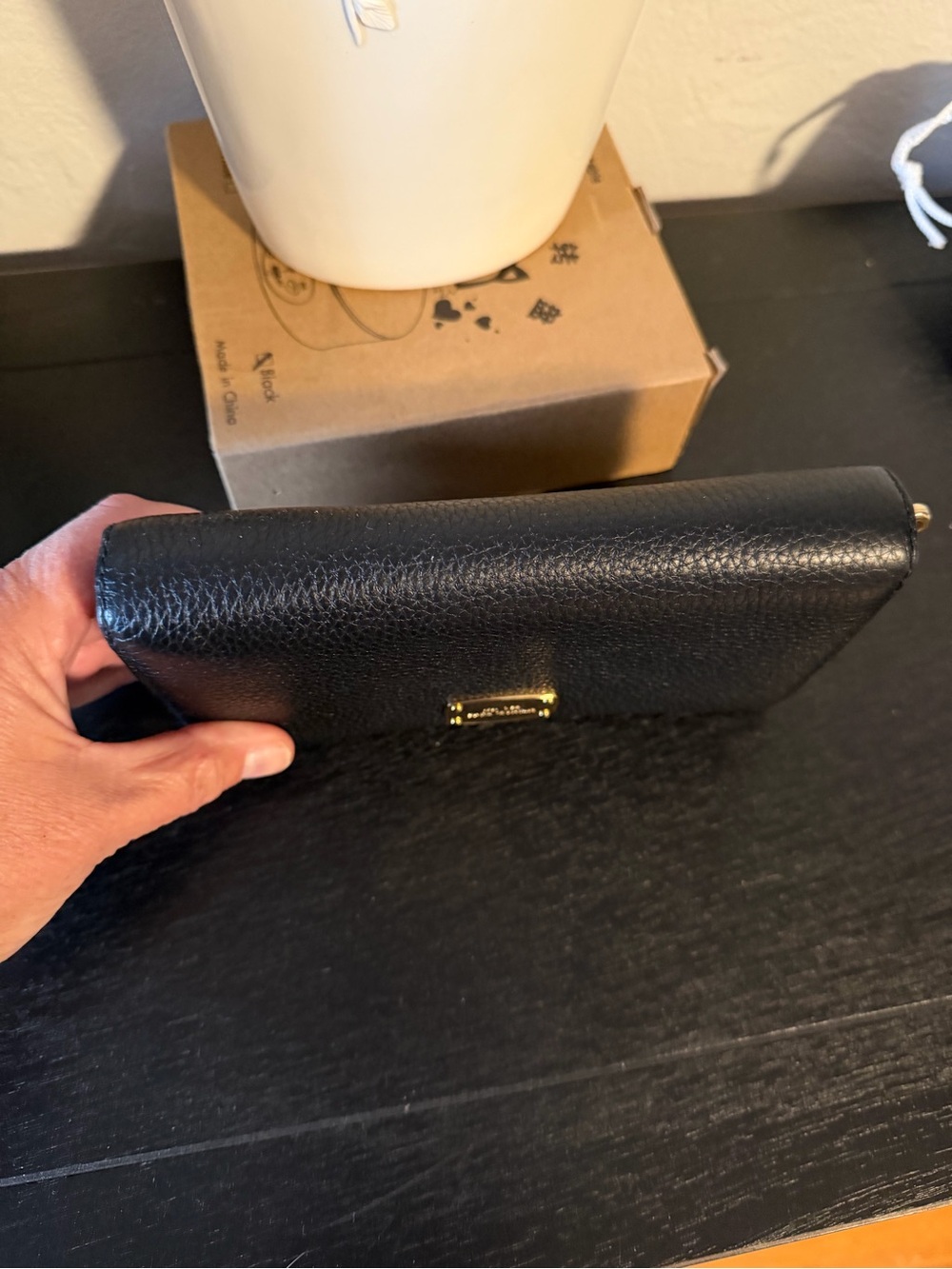 Michael Kors Black Pebbled Leather Zip-Around Wallet with Gold Plate - Picture 5 of 10